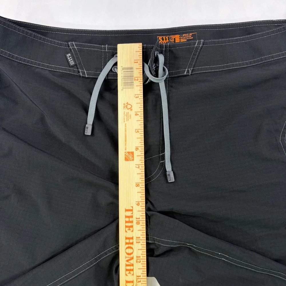 5.11 Tactical Board Shorts Mens 38 Black Ripstop Stretch Swim Trunks Training